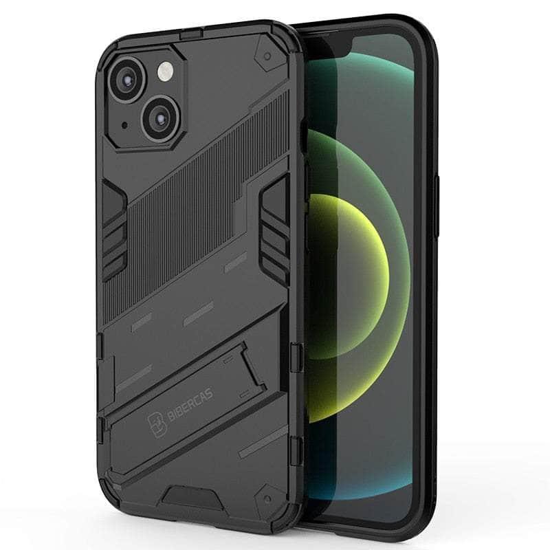 Casebuddy Dark Black / For iPhone 14 ProMax iPhone 14 Pro Max Shockproof Punk Armour Kickstand Bumper