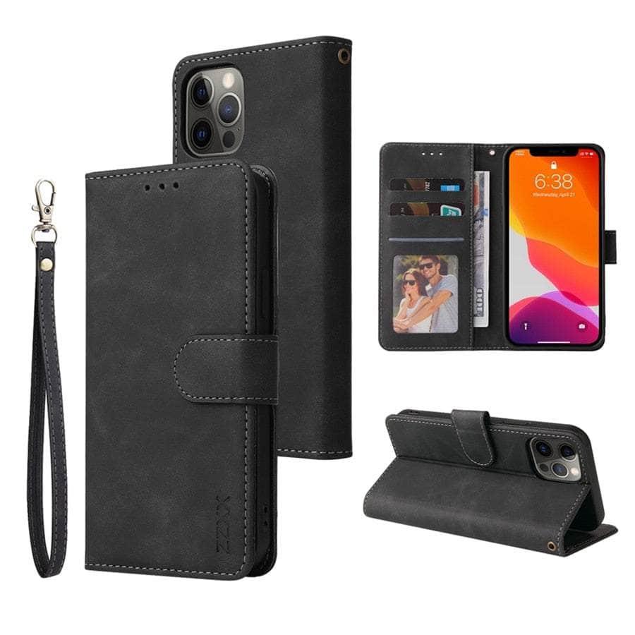 Casebuddy Black / iPhone 14 Pro iPhone 14 Pro Wallet Lanyard Credit Card Case