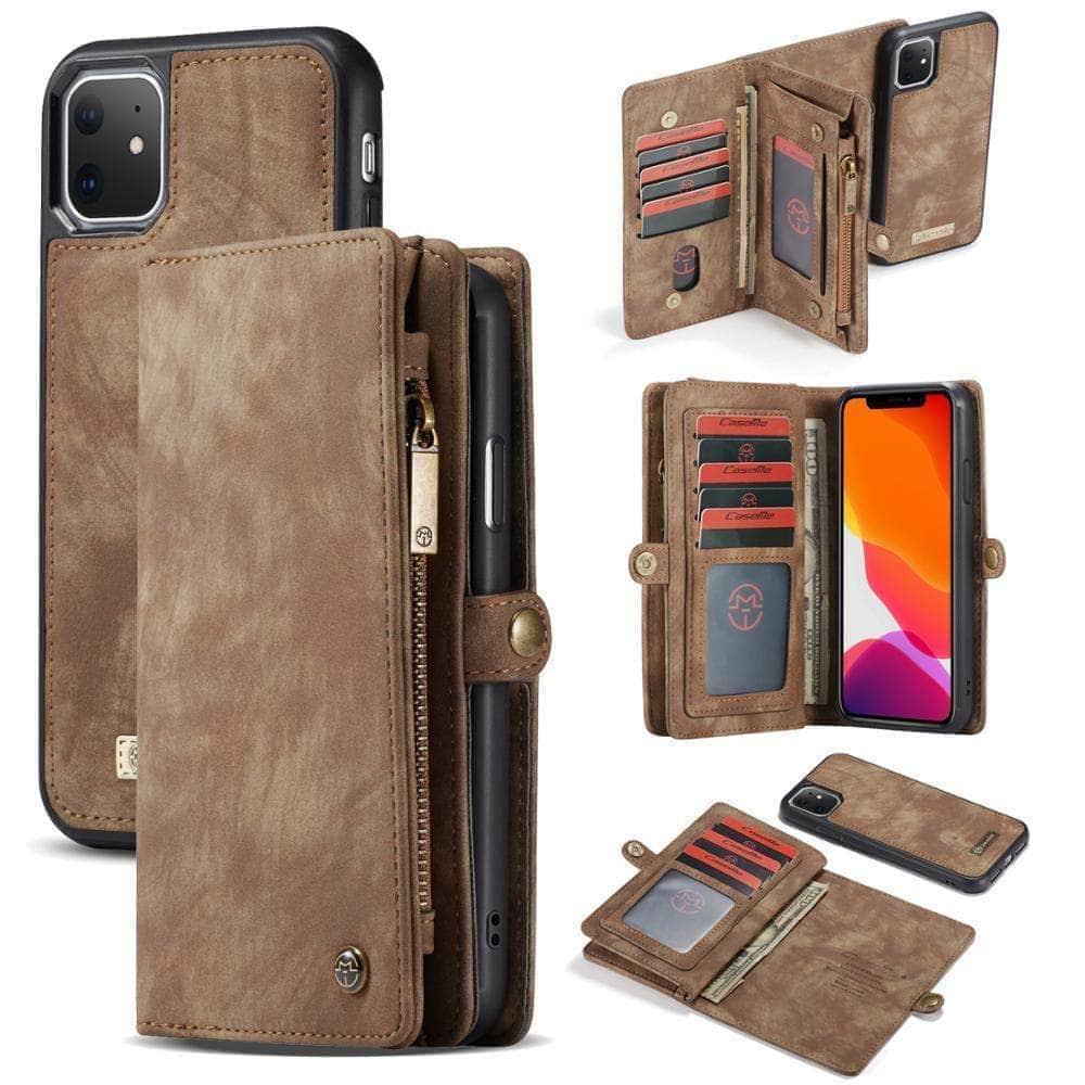 CaseBuddy Casebuddy iPhone Magnetic Flip Multifunction Luxury Leather Wallet Stand