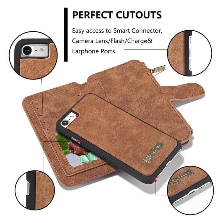 CaseBuddy Australia Casebuddy iPhone SE 2020 Luxury Flip Leather Wallet Zipper Card Holder