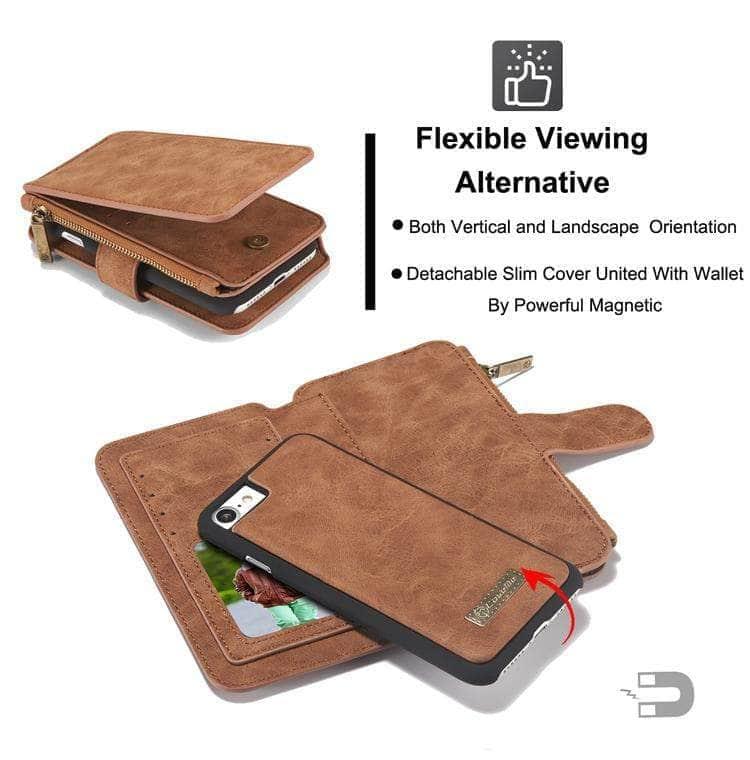CaseBuddy Australia Casebuddy iPhone SE 2020 Luxury Flip Leather Wallet Zipper Card Holder