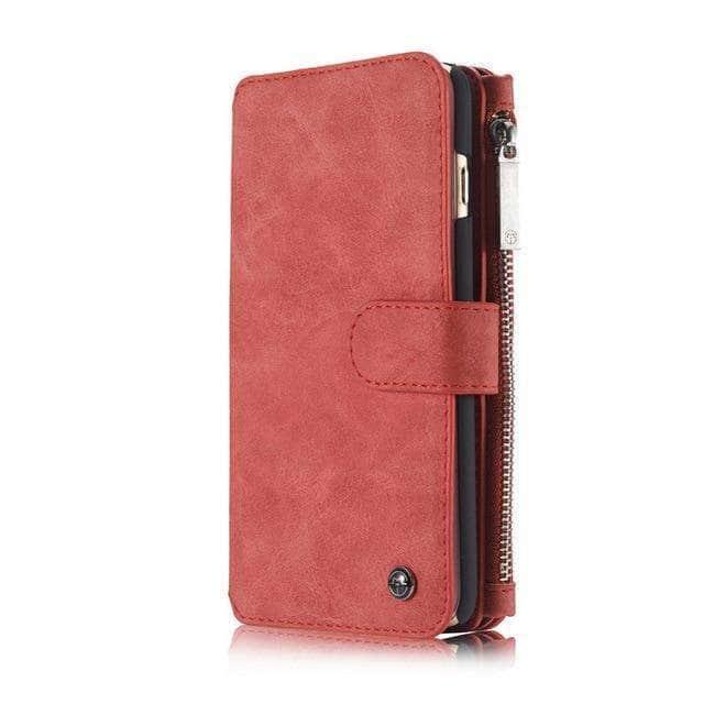 CaseBuddy Australia Casebuddy For iPhone SE 2020 / Red iPhone SE 2020 Luxury Flip Leather Wallet Zipper Card Holder