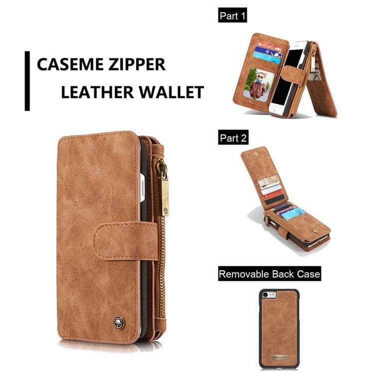 CaseBuddy Australia Casebuddy iPhone SE 2020 Luxury Flip Leather Wallet Zipper Card Holder