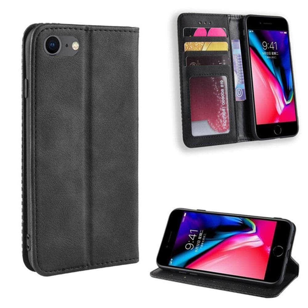 iPhone SE 2020 Luxury Flip PU Leather Wallet Magnetic Adsorption Case - CaseBuddy