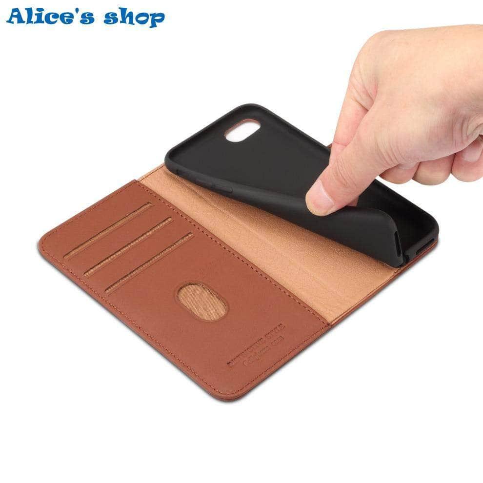 iPhone SE 2020 Luxury Soft Touch Genuine Leather Wallet Case - CaseBuddy