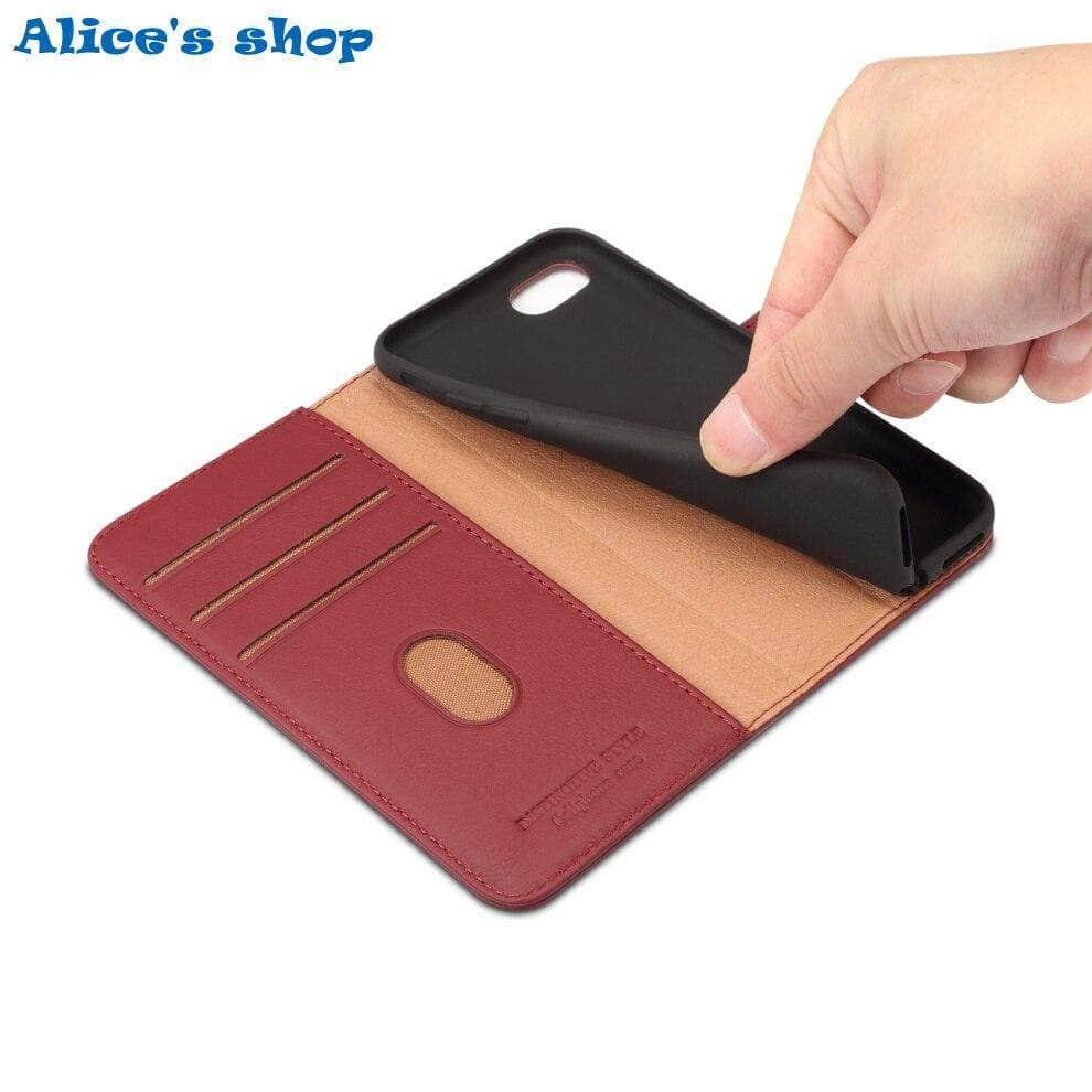 iPhone SE 2020 Luxury Soft Touch Genuine Leather Wallet Case - CaseBuddy