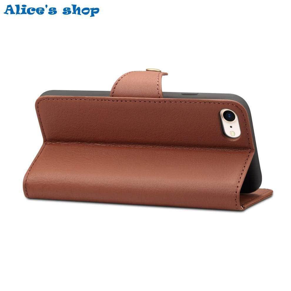 iPhone SE 2020 Luxury Soft Touch Genuine Leather Wallet Case - CaseBuddy