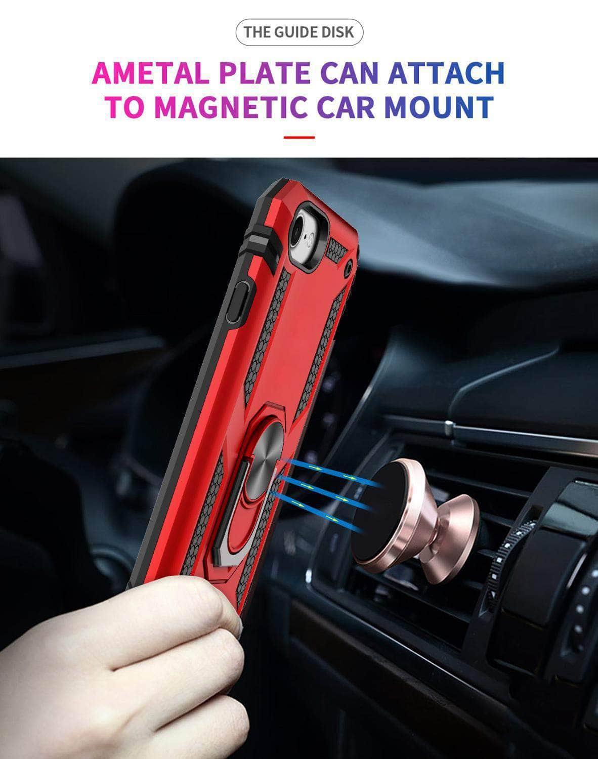 iPhone SE 2020 Military Grade Drop Tested Protective Kickstand Magnetic Car Mount Case - CaseBuddy