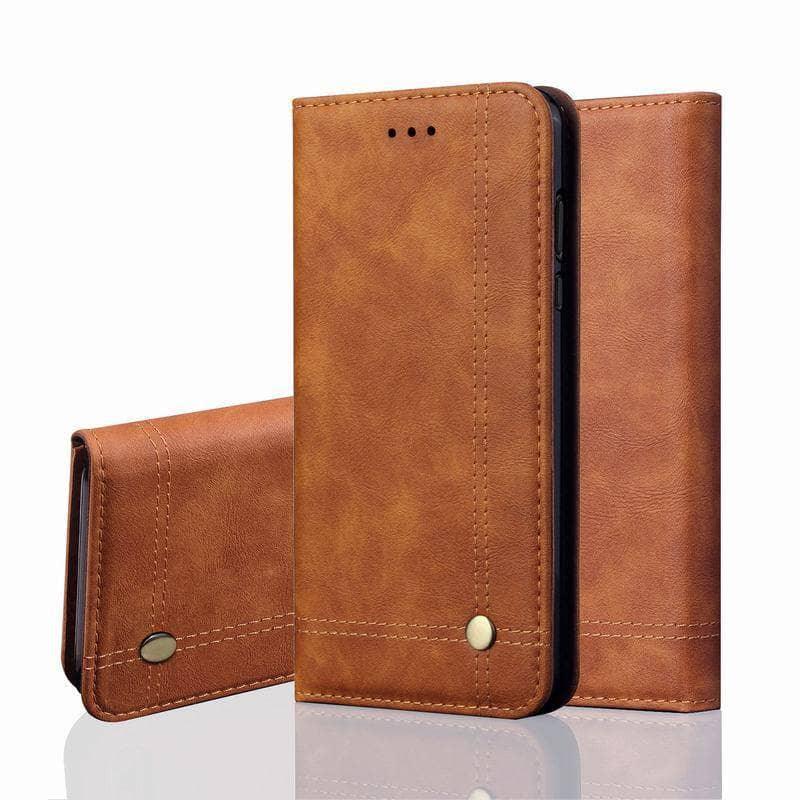 iPhone X XR XS MAX Flip Wallet Cover Luxury Leather Vintage Skin - CaseBuddy