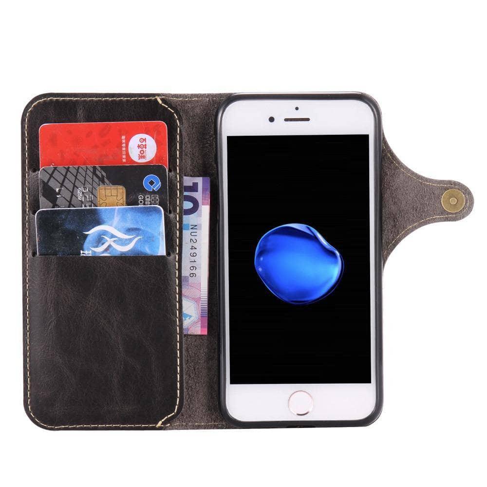 iPhone XR XS Max Luxury Flip Card Slots Genuine Leather Wallet Case Cover - CaseBuddy