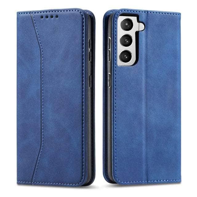 CaseBuddy Australia Casebuddy For Galaxy S22 Plus / Blue Leather Flip Galaxy S22 Plus Luxury Wallet Cards Case