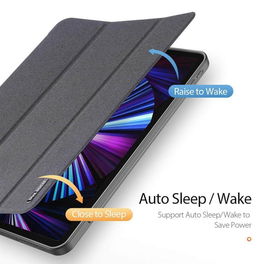 CaseBuddy Australia Casebuddy Leather iPad Pro 12.9 2021 Smart Sleep Wake DUX DUCIS Trifold Case