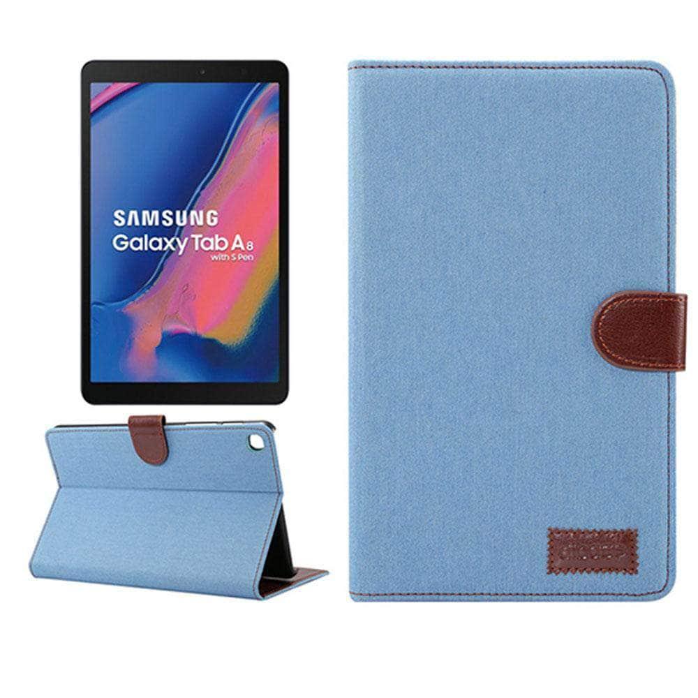 Leather Jean Samsung Galaxy Tab A 8.0 2019 S Pen P200 P205 SM-P200 SM-P205 Case Auto Sleep Wake Smart Case Cover - CaseBuddy