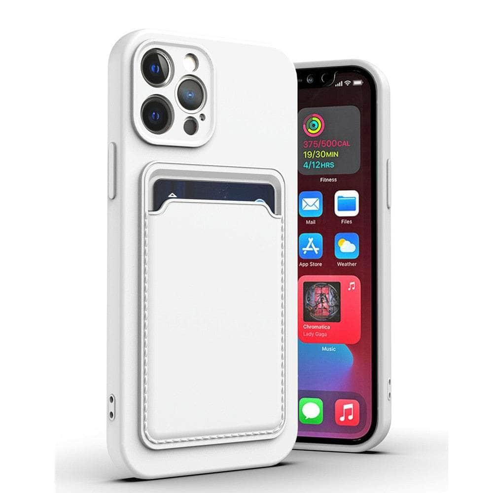 Casebuddy for iPhone 14 / White Liquid Silicone iPhone 14 Wallet Case