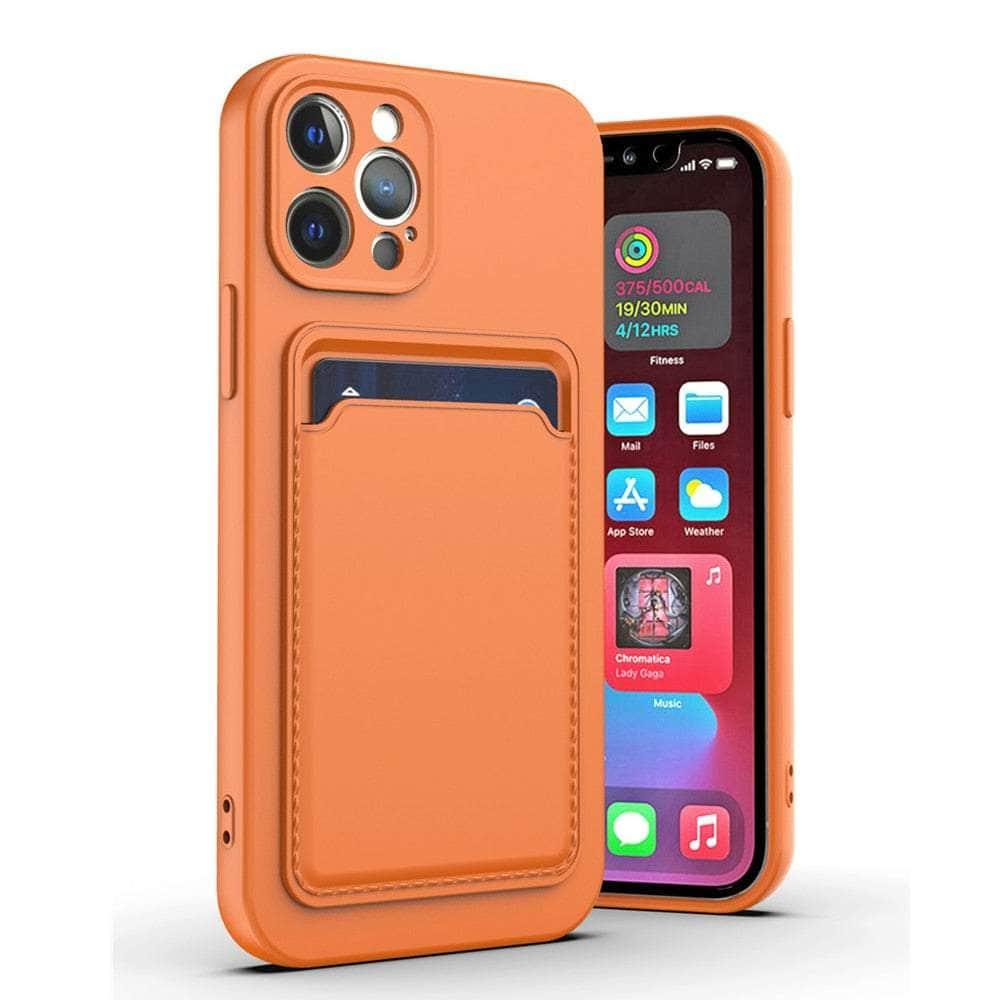 Casebuddy for iPhone 14 / Orange Liquid Silicone iPhone 14 Wallet Case