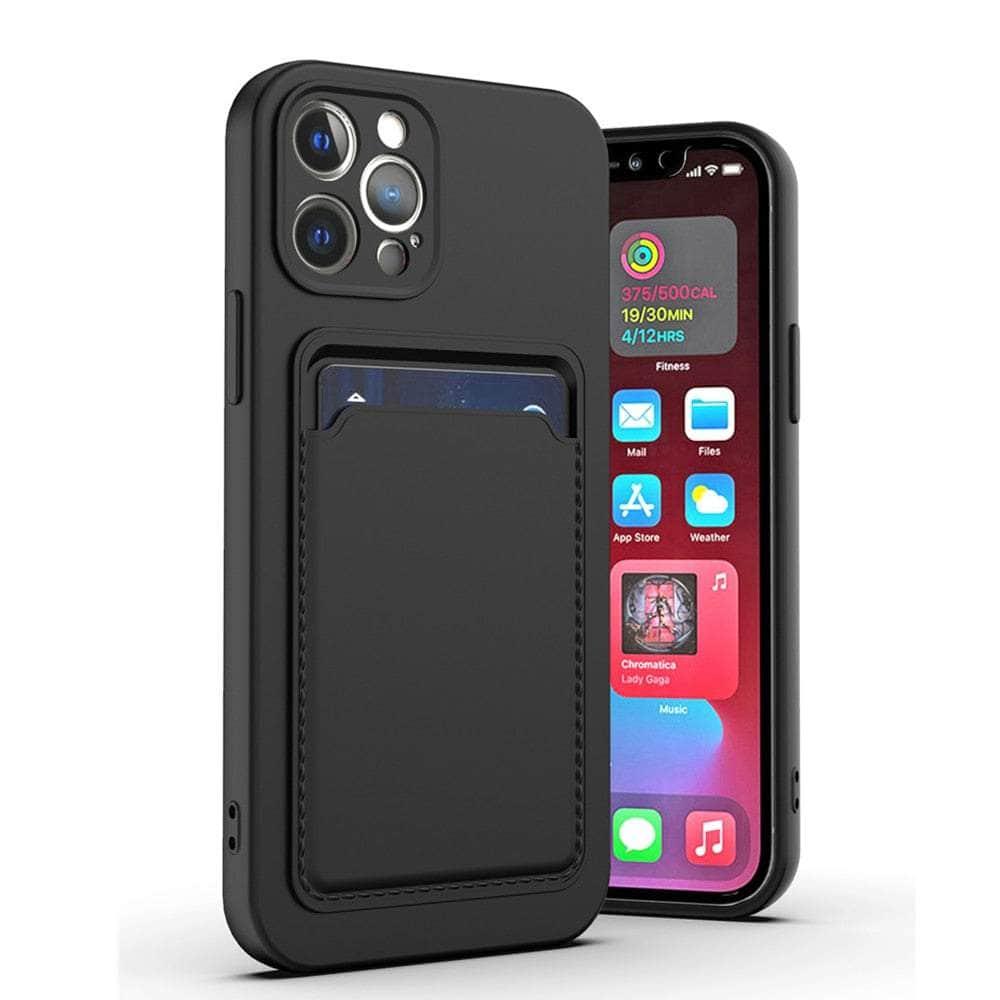 Casebuddy for iPhone 14 / Black Liquid Silicone iPhone 14 Wallet Case