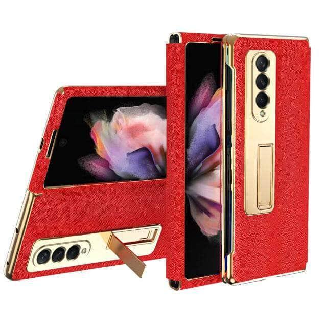 CaseBuddy Australia Casebuddy Z Fold 3 / red Luxury Galaxy Z Fold 3 Foldable Kickstand Front Cover