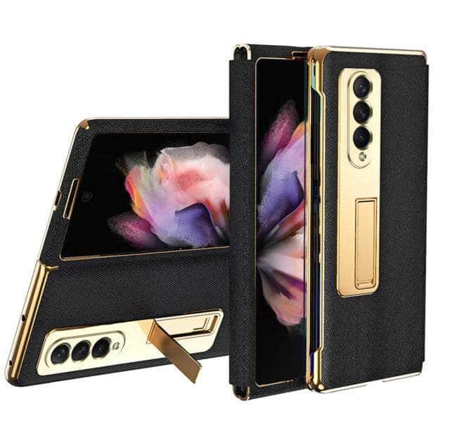 CaseBuddy Australia Casebuddy Z Fold 3 / black Luxury Galaxy Z Fold 3 Foldable Kickstand Front Cover