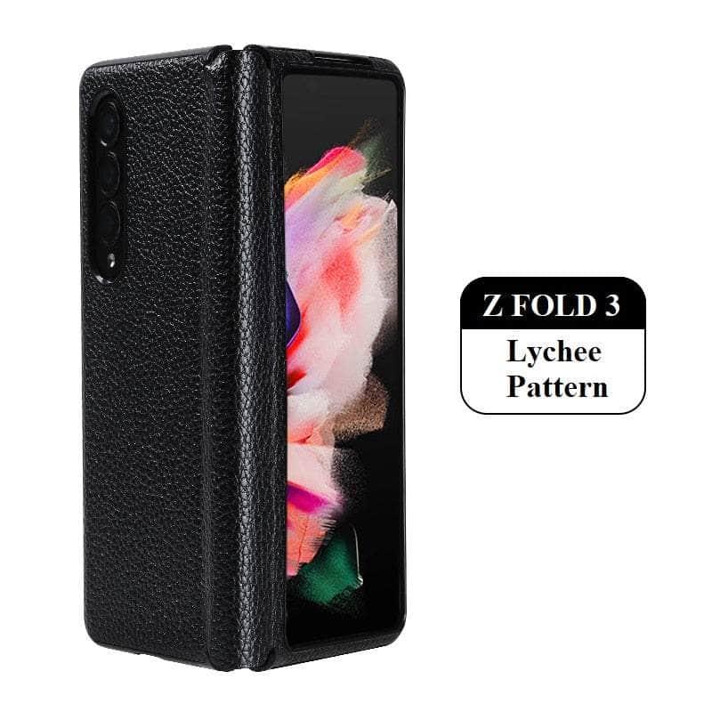CaseBuddy Australia litchi pattern / for galaxy z fold3 Luxury Galaxy Z Fold 3 Vintage Shell Case