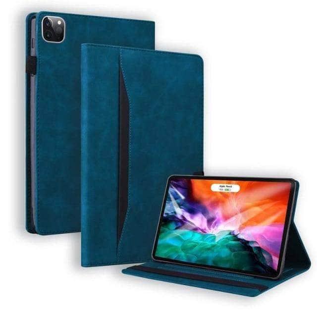 CaseBuddy Australia Casebuddy Blue Luxury iPad Pro 12.9 2021 Stand PU Leather Wallet Cover