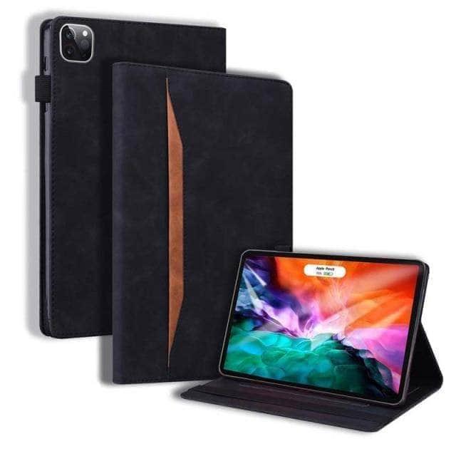 CaseBuddy Australia Casebuddy Black Luxury iPad Pro 12.9 2021 Stand PU Leather Wallet Cover