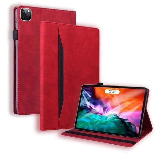 CaseBuddy Australia Casebuddy Red Luxury iPad Pro 12.9 2021 Stand PU Leather Wallet Cover