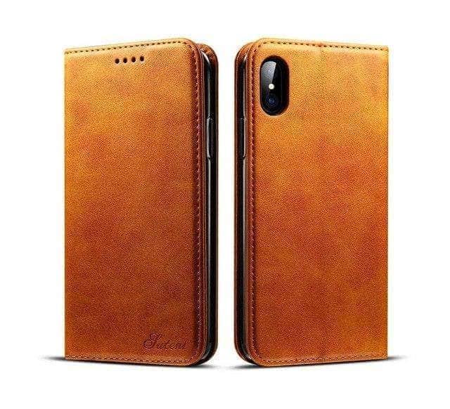 CaseBuddy Casebuddy Yellow / for iphone XS Luxury Leather Wallet Case iPhone XR XS Max Flip Card Pocket