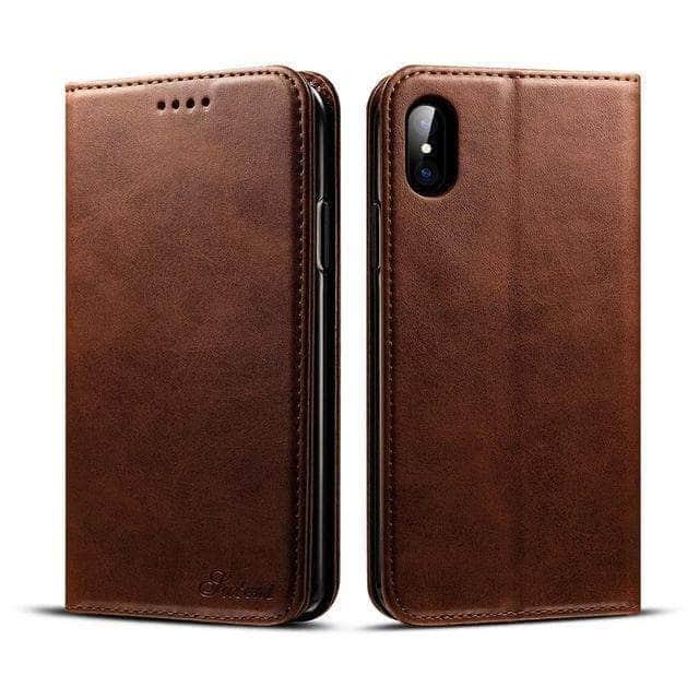 CaseBuddy Casebuddy Brown / for iphone XS Luxury Leather Wallet Case iPhone XR XS Max Flip Card Pocket