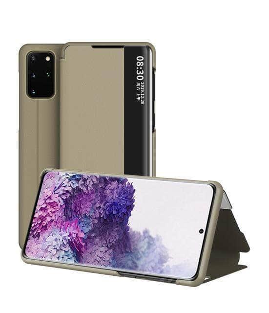 CaseBuddy Australia Casebuddy S21 Plus / Gold Luxury Smart Clear Window View S21 Flip Cover
