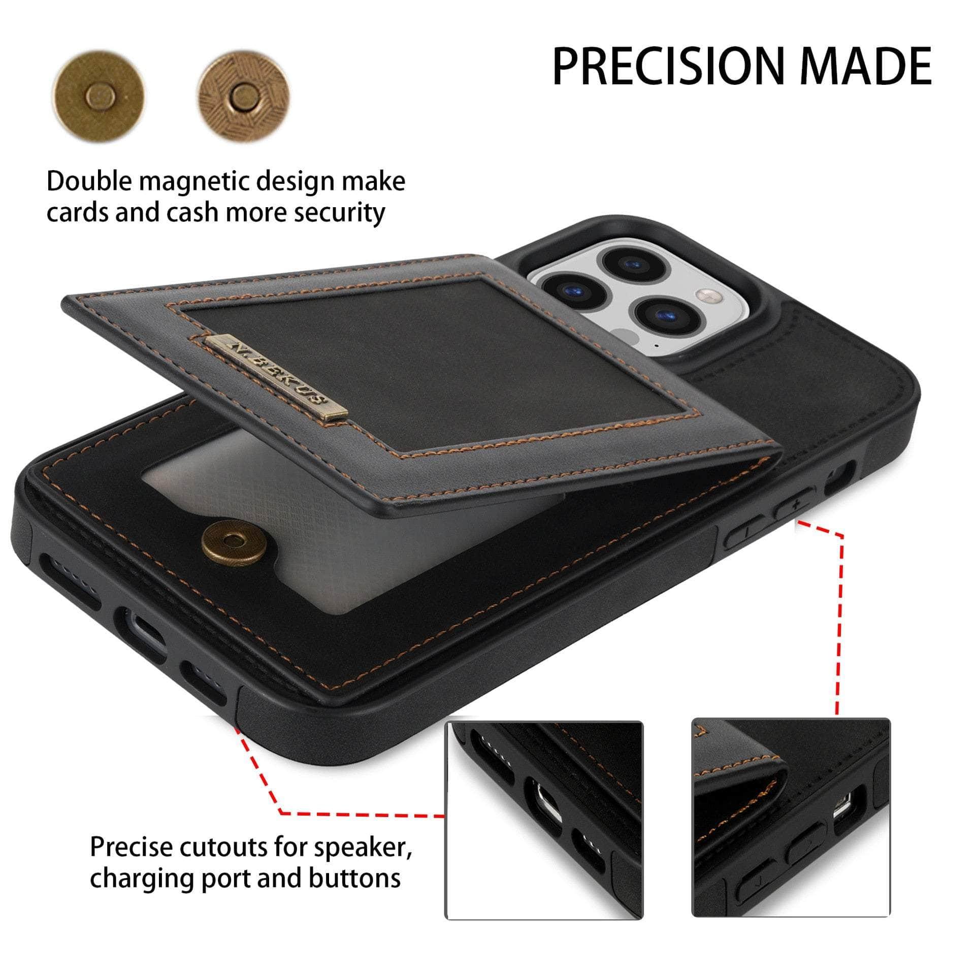 Casebuddy Luxury Vegan Leather iPhone 14 Plus Wallet Card Slots Holder