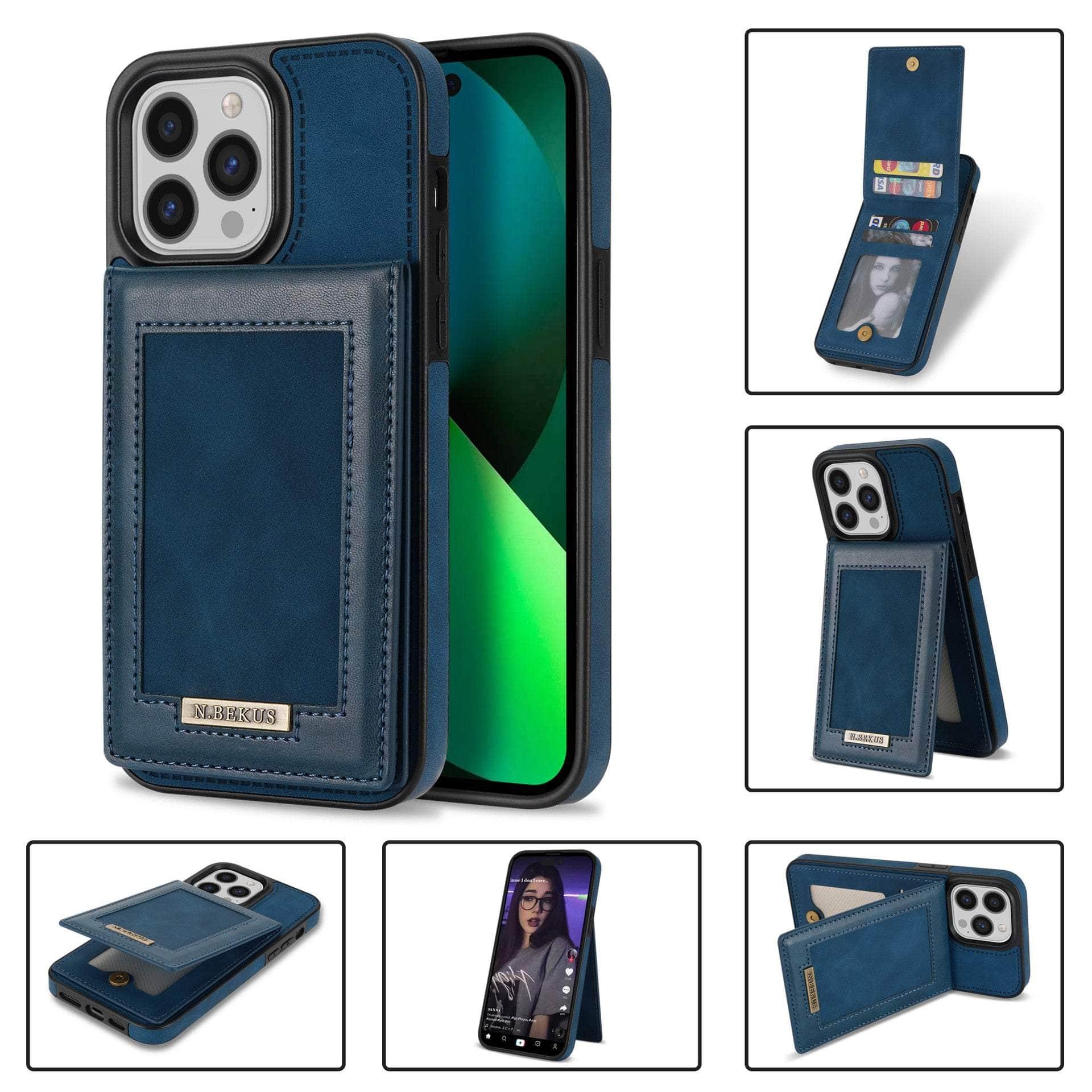 Casebuddy Luxury Vegan Leather iPhone 14 Pro Max Wallet Card Slots Holder