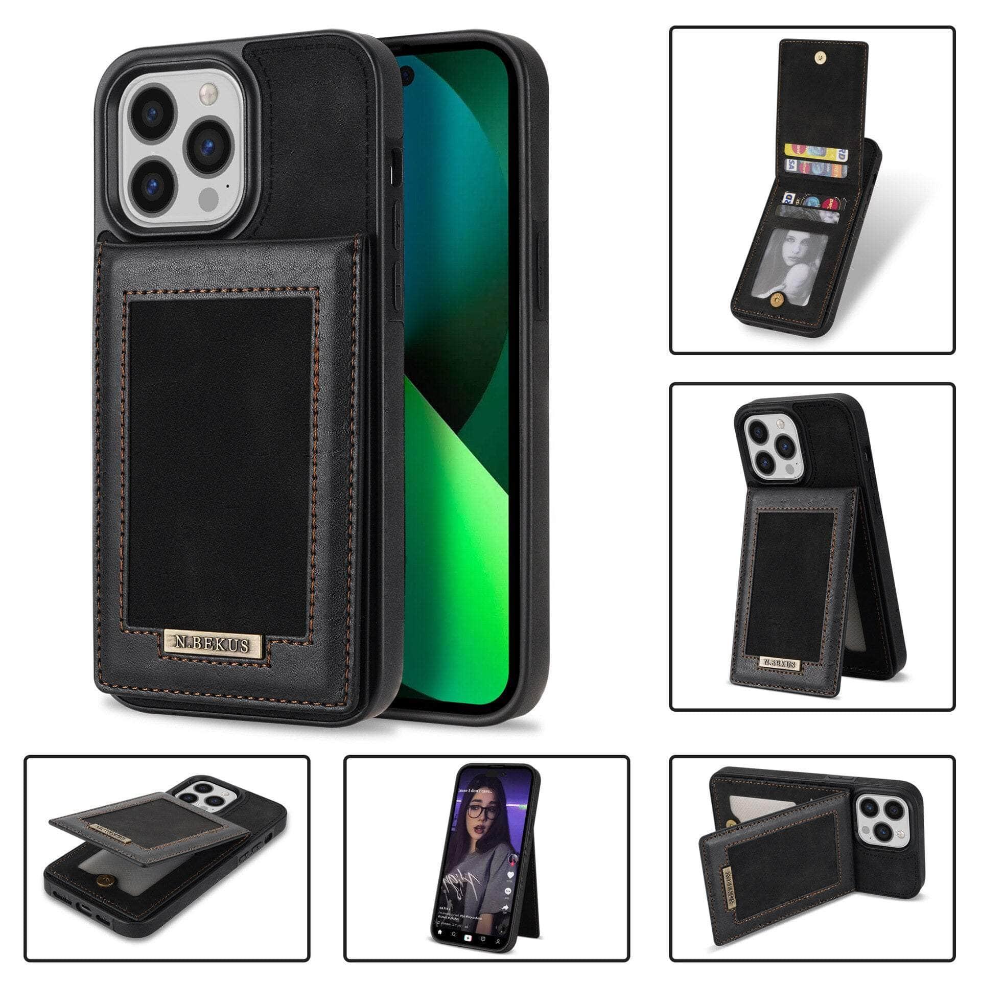 Casebuddy Luxury Vegan Leather iPhone 14 Pro Max Wallet Card Slots Holder