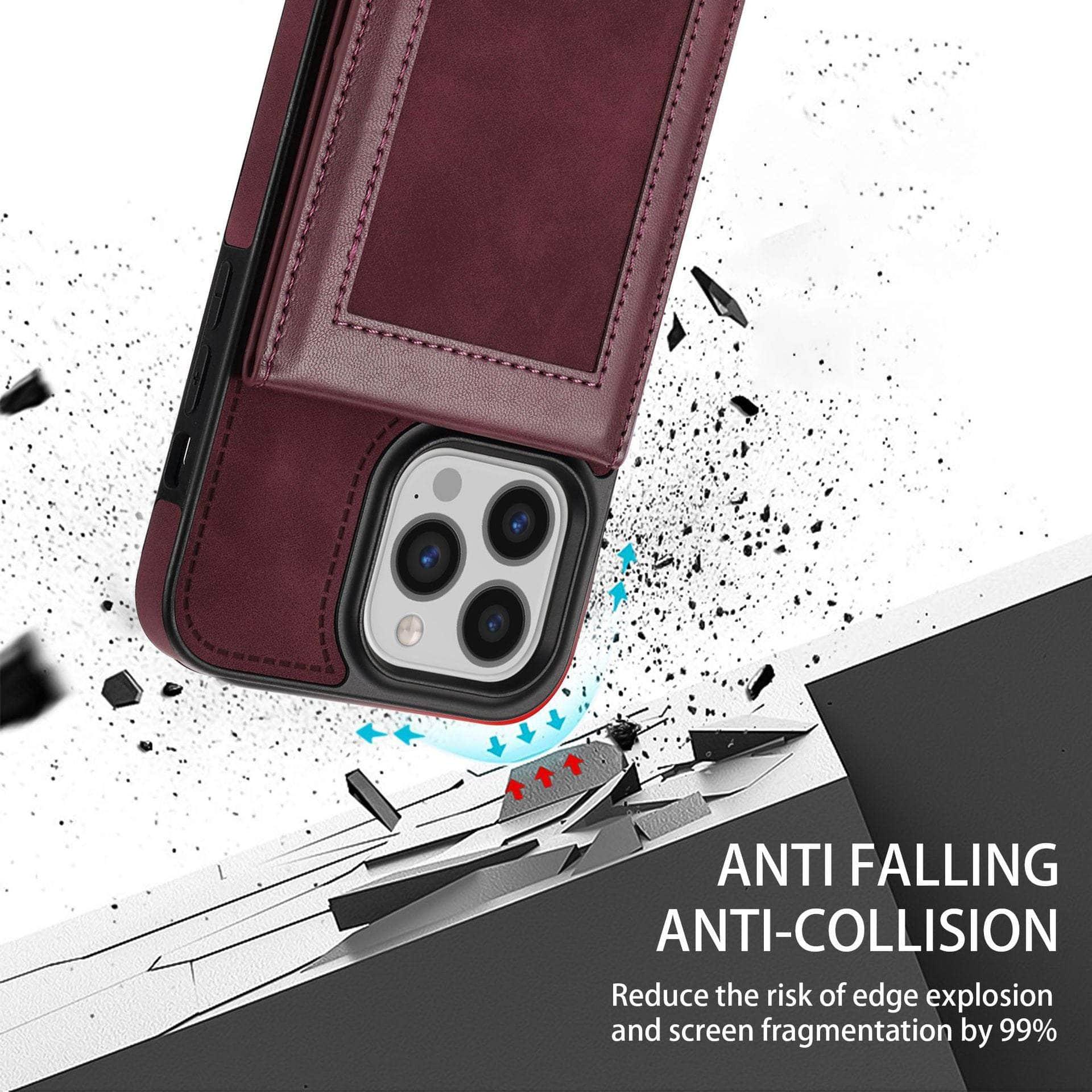 Casebuddy Luxury Vegan Leather iPhone 14 Pro Max Wallet Card Slots Holder