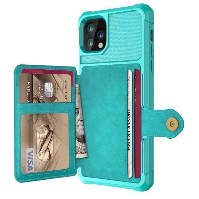 CaseBuddy Australia Casebuddy for iPhone 13 ProMax / Green Luxury Wallet iPhone 13 Pro MaxCards Case