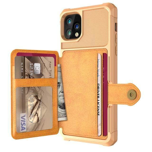 CaseBuddy Australia Casebuddy for iPhone 13 ProMax / Yellow Luxury Wallet iPhone 13 Pro MaxCards Case