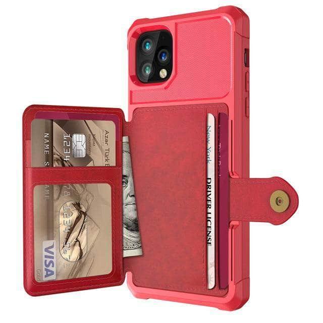 CaseBuddy Australia Casebuddy for iPhone 13 ProMax / Red Luxury Wallet iPhone 13 Pro MaxCards Case
