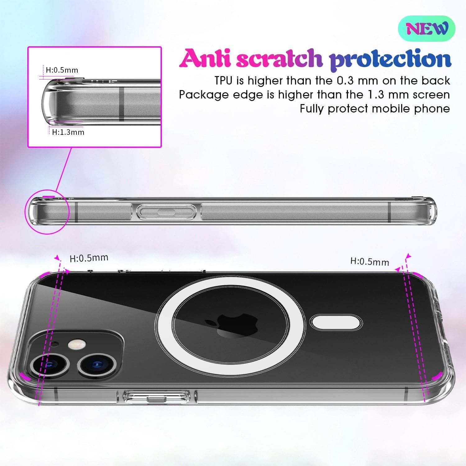 Magnetic Clear Acrylic Back Cover iphone 12 Drop Protection Case
