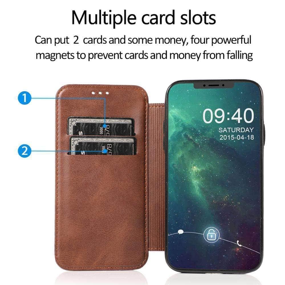 Magnetic Flip Leather Case iPhone Card Slots Wallet