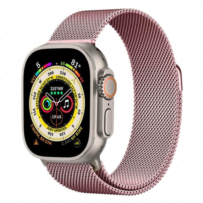 Casebuddy Rose pink / 42mm -44mm-45mm-49mm Magnetic Strap Apple Watch Ultra 8 7 6 SE 5 4 3