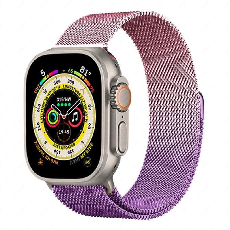 Casebuddy Purple rose pink / 42mm -44mm-45mm-49mm Magnetic Strap Apple Watch Ultra 8 7 6 SE 5 4 3