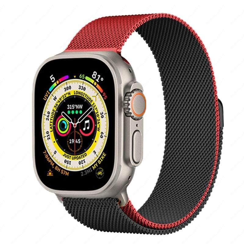 Casebuddy Black red / 42mm -44mm-45mm-49mm Magnetic Strap Apple Watch Ultra 8 7 6 SE 5 4 3