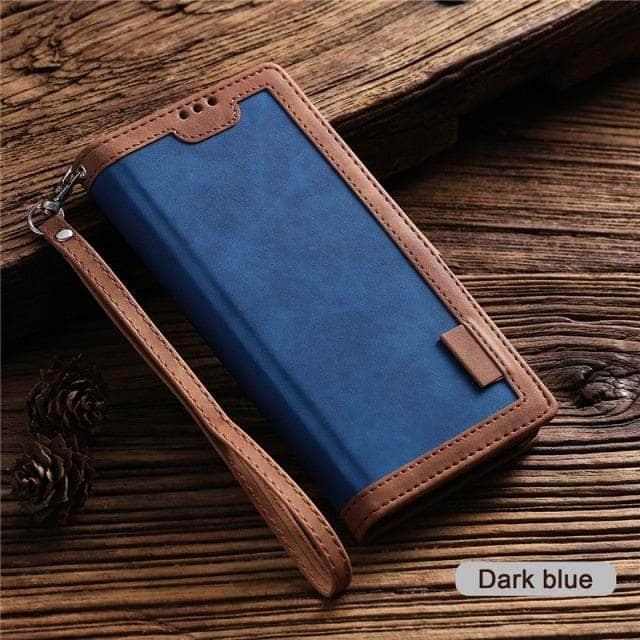 CaseBuddy Australia Casebuddy For iPhone SE 2022 / Blue / Case & Strap Matte Leather iPhone SE 2022 Wallet Flip Case
