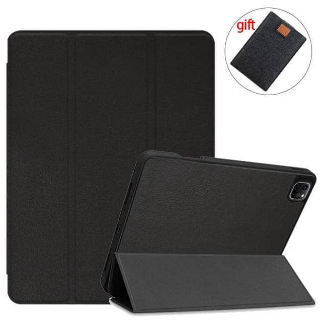 CaseBuddy Australia Casebuddy Black-TPU / 2021 Pro12.9 5thGen MTT iPad Pro 12.9 (2021) Pencil Magnetic TriFold Smart Stand Case