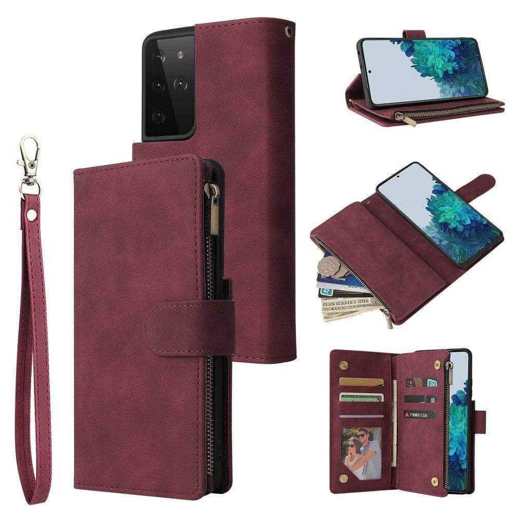 CaseBuddy Australia Casebuddy Multifunction Leather Wallet Zipper Galaxy S21 Case