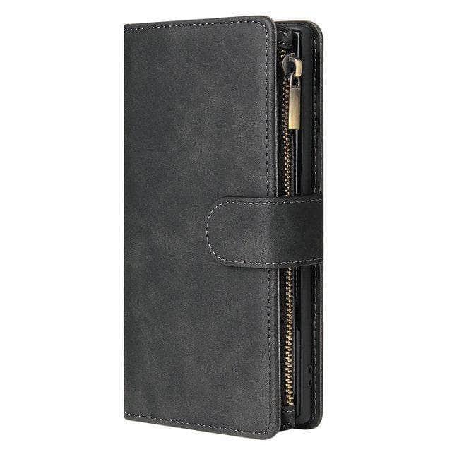 CaseBuddy Australia Casebuddy For S21 / Black / Case & Strap Multifunction Leather Wallet Zipper Galaxy S21 Case