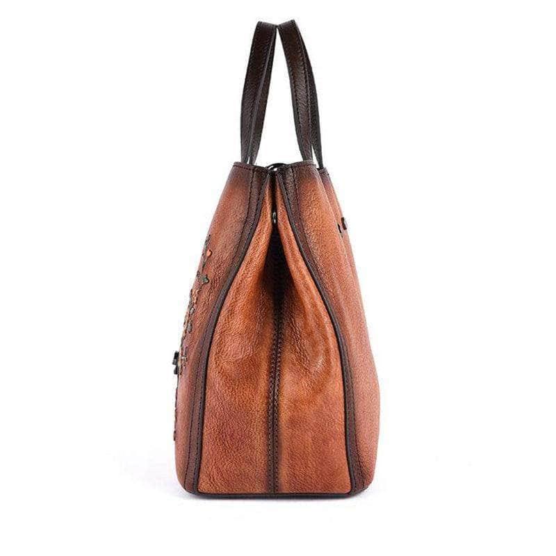 CaseBuddy Australia Casebuddy Nesitu A4 Flower Pattern Genuine Leather Women Handbag