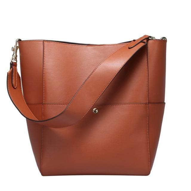 CaseBuddy Australia Casebuddy brown Nesitu Design Split Leather Women Shoulder Bag