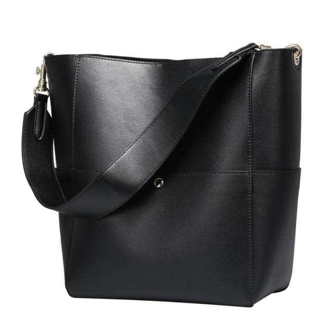 CaseBuddy Australia Casebuddy black Nesitu Design Split Leather Women Shoulder Bag