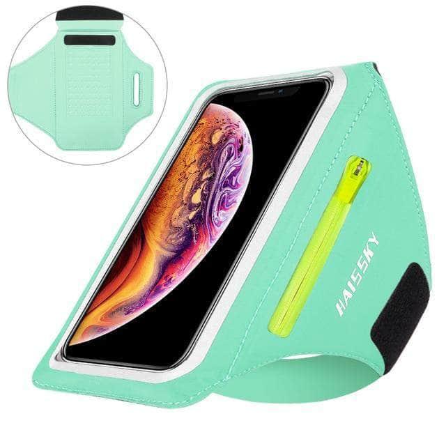 CaseBuddy Australia Casebuddy Upgrade Light Green Non-slip Zipper Running Sport Armbands iPhone 13 Pro