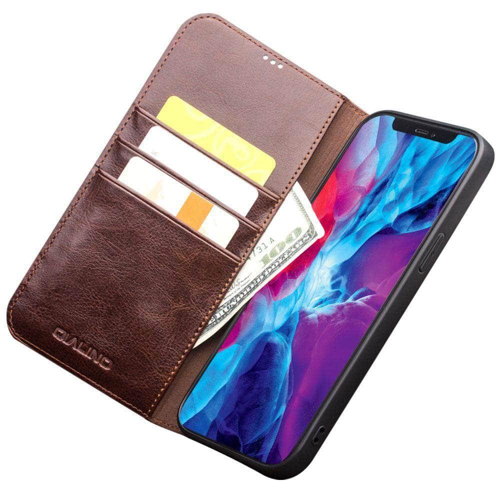 CaseBuddy Australia Casebuddy QIALINO Genuine iPhone 13 Mini Leather Case